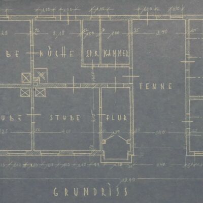 Detailansicht Blaupause zum Neubau einer Büdnerei 1932