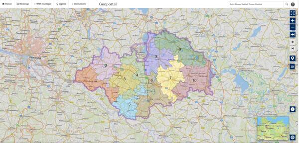 Interaktive Karte Wahlbereiche, Stimmzettel, Ergebnisse